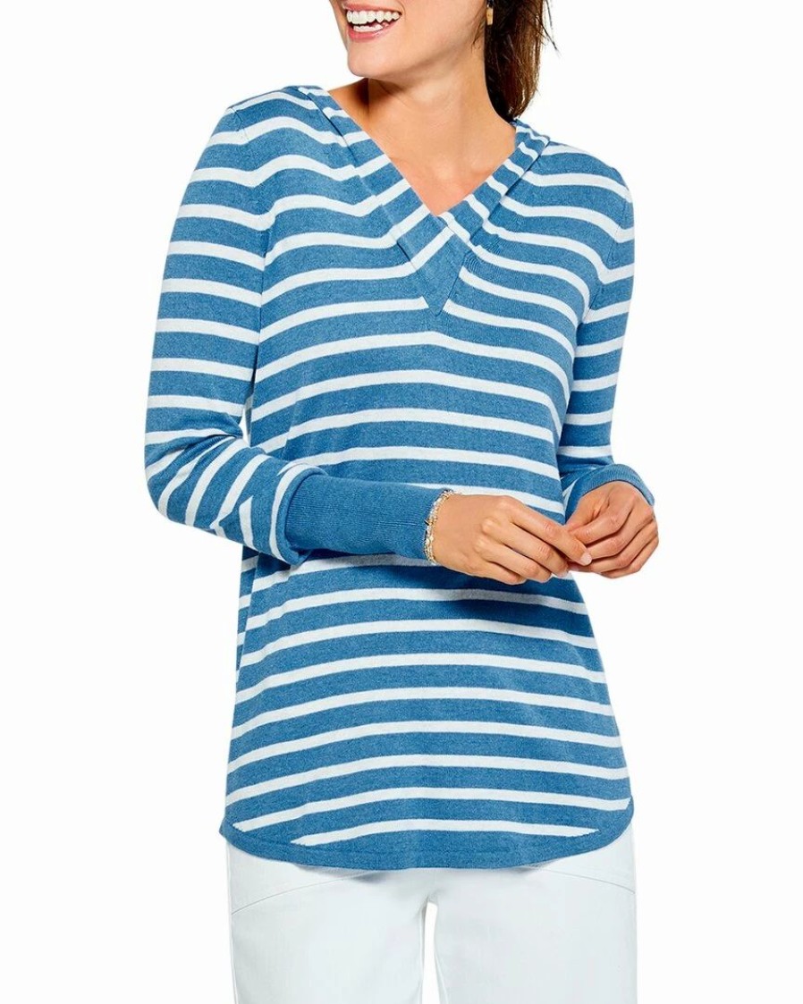 Tops * | Coupon Nic+Zoe Striped Vital Hoodie Women Tops