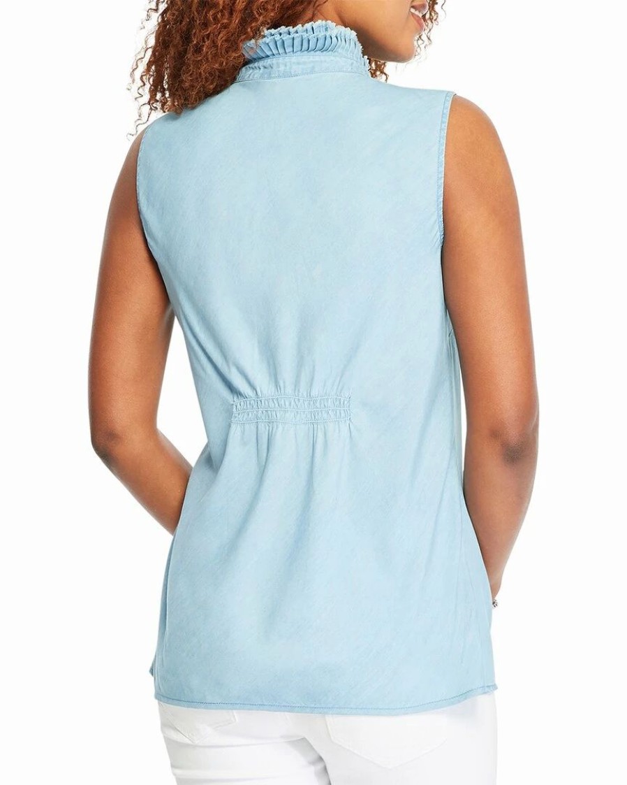 Tops * | Outlet Nic+Zoe Ruffled Up Denim Tank Women Tops