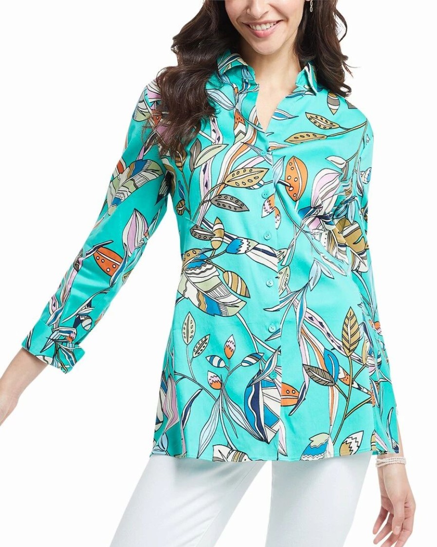 Tops * | Cheap Nic+Zoe Petite Riviera Botanic Shirt Women Tops