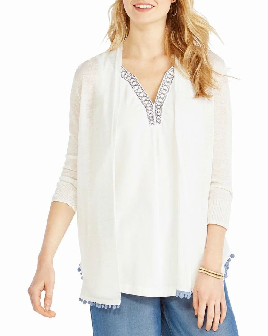 Sweaters & Knits * | Buy Nic+Zoe Pom Linen-Blend Cardigan Women Sweaters & Knits