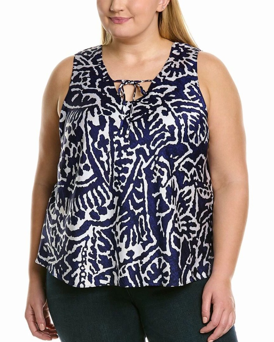 Tops * | Brand New Nic+Zoe Plus Indigo Stamp Tank Women Tops