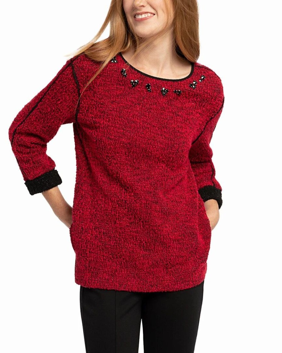 Sweaters & Knits * | Wholesale Nic+Zoe Petite Jewel Dusted Sweater Women Sweaters & Knits