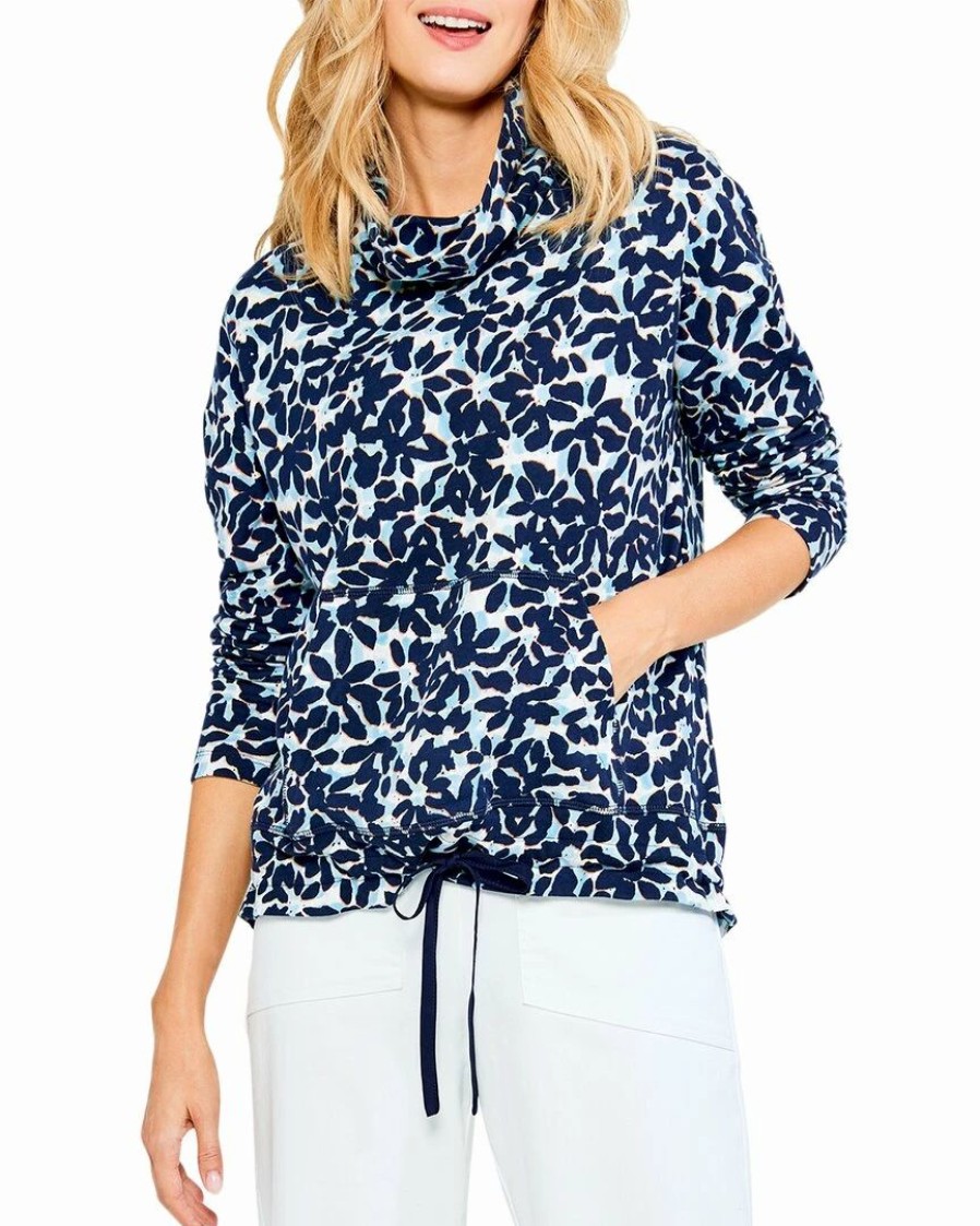 Tops * | Buy Nic+Zoe Blooming Blues Pocket Top Women Tops