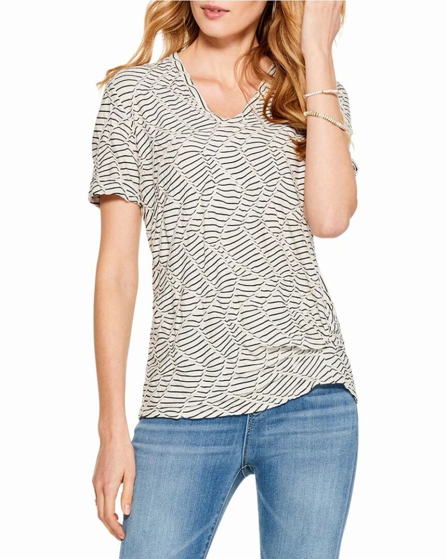 Tops * | Brand New Nic+Zoe Mixed Lines T-Shirt Women Tops