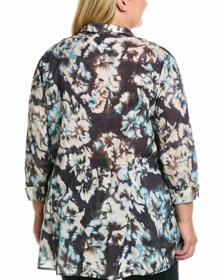 Tops * | Buy Nic+Zoe Plus Denim Blooms Crinkle Top Women Tops