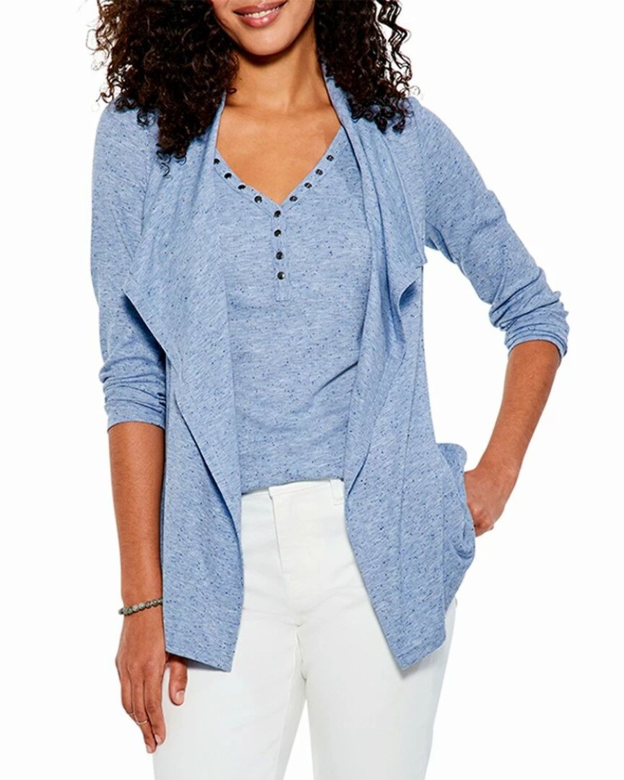 Sweaters & Knits * | Top 10 Nic+Zoe Speckled Knit Drape Cardigan Women Sweaters & Knits